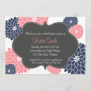 Pink & Navy Floral Bridal/Baby shower invitation