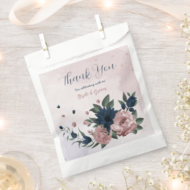 pink & navy flowers botanical wedding favour bags (Clipped)