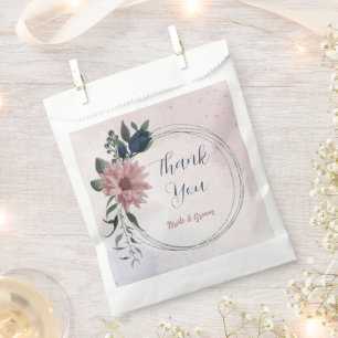 pink & navy flowers botanical wedding favour bags