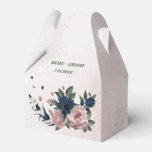 pink & navy flowers botanical wedding favour box