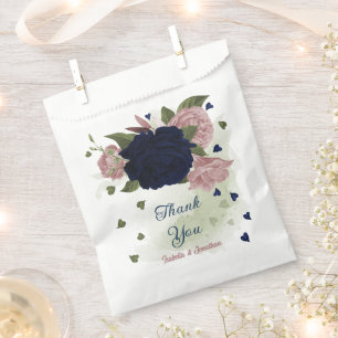 pink navy flowers greenery wedding favour bags
