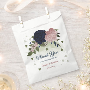 pink navy flowers greenery wedding favour bags