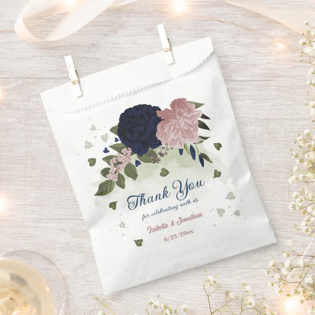 pink navy flowers greenery wedding  favour bags (Clipped)