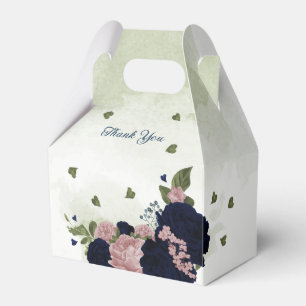 pink navy flowers greenery wedding favour box