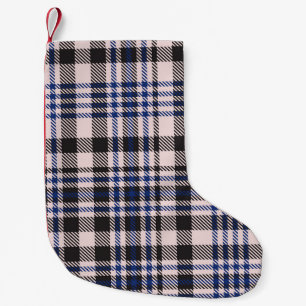 Pink Navy Glen Plaid textured seamless patternabst Small Christmas Stocking