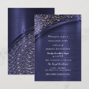 Pink Navy Glitter Bridal Shower Birthday Sweet 16t Invitation