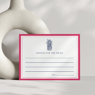 Pink & Navy Pineapple Bridal Shower Advice Card