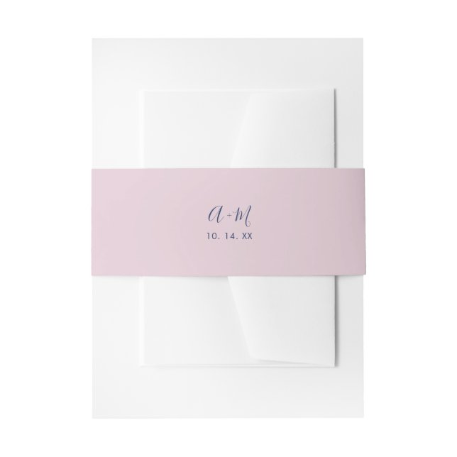 Pink & Navy | Simple Wedding Monogram Belly Band Invitation Belly Band (Front Example)