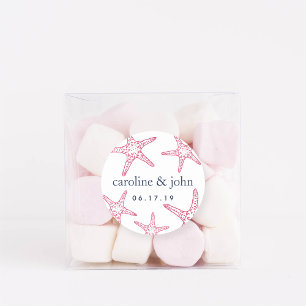 Pink & Navy Starfish Personalised Wedding Classic Round Sticker
