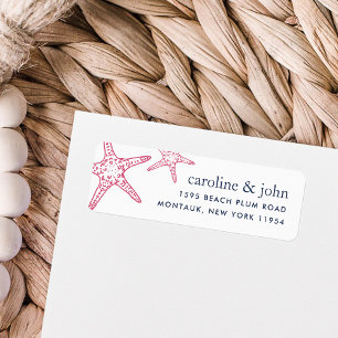 Pink & Navy Starfish Return Address