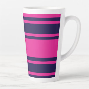 Pink Navy Stripes Latte Mug