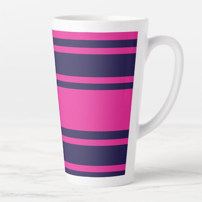 Pink Navy Stripes Latte Mug (Right)