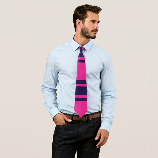 Pink Navy Stripes Tie (In Situ)