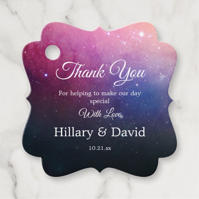 Pink Nebula Clouds Favour Tags (Front)