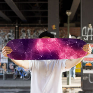 Pink Nebula Skateboard   Cosmic Space Skateboard