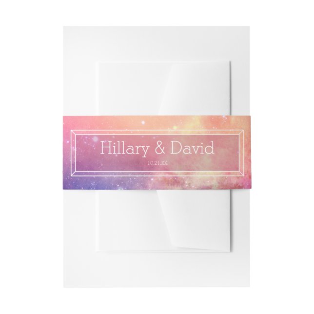Pink Nebula Wedding Invitation Belly Band (Front Example)