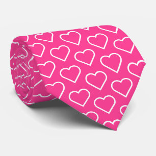 Pink Neck Tie with Hearts - Custom Colours