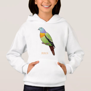Pink-necked green pigeon bird cartoon illustration