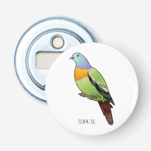 Pink-necked green pigeon bird cartoon illustration bottle opener
