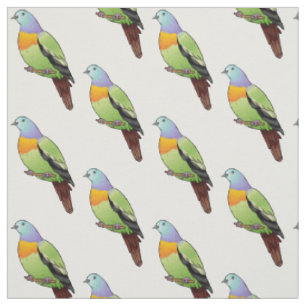 Pink-necked green pigeon bird cartoon illustration fabric