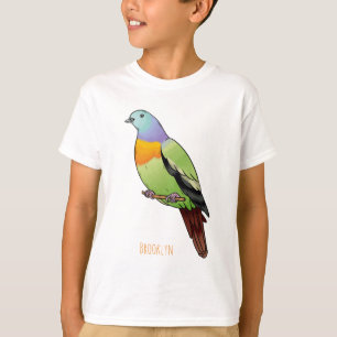 Pink-necked green pigeon bird cartoon illustration T-Shirt
