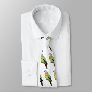 Pink-necked green pigeon bird cartoon illustration tie