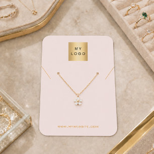 Pink necklace jewellery photo logo display card