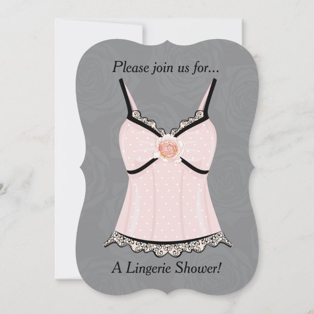 Pink Negligee Lingerie Shower Invitation (Back)