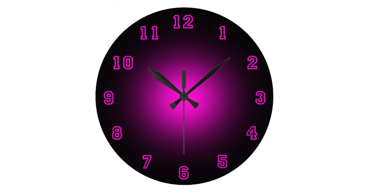 Pink Neon 10.75" Large Clock Zazzle.co.uk