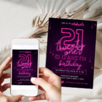 Pink Neon 21st Birthday Party Let's Glow Crazy