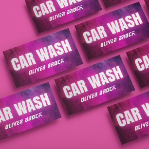 Pink Neon Auto Detailing Car Wash Business Card