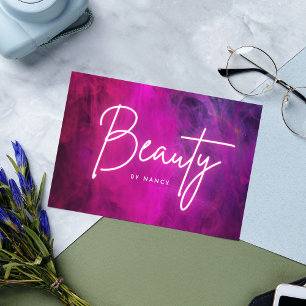 Pink Neon Beauty Salon  Business Card