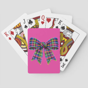 Pink Neon Bow Tartan Ribbon Scottish Cute Playing Cards