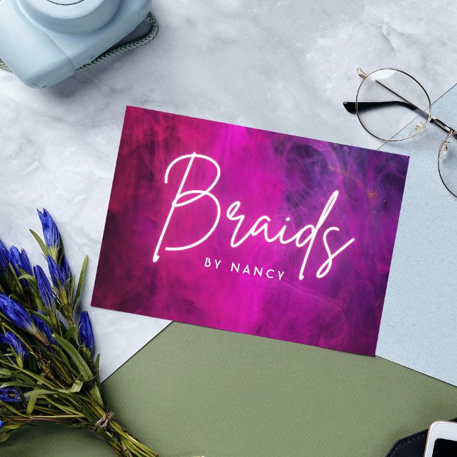 Pink Neon Braids  Business Card (Creator Uploaded)