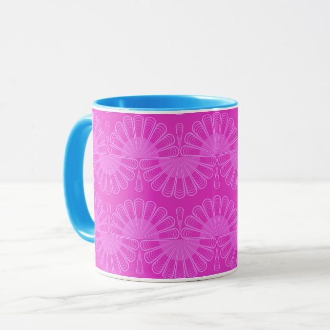 pink neon bright geometric pattern mug (Front Left)