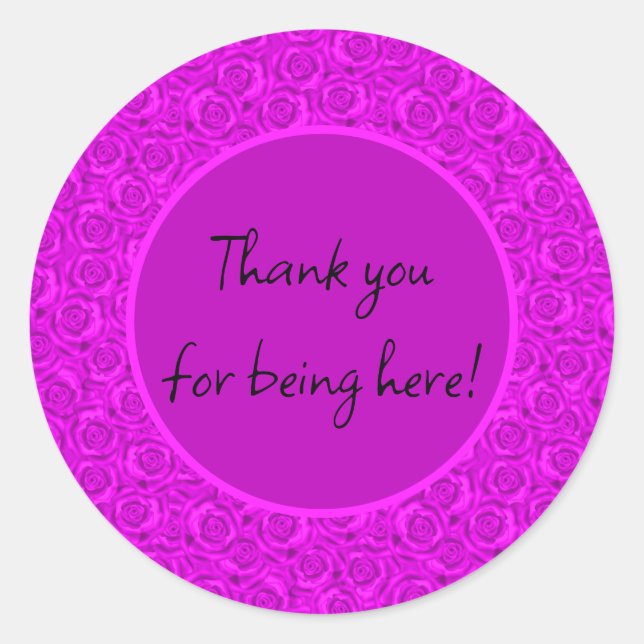 Pink neon  classic round sticker (Front)