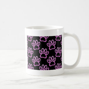 Pink Neon Dog Paw Print Coffee Mug