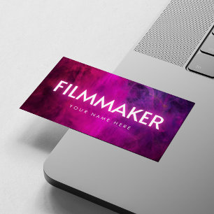 Pink Neon Filmmaker Business Card