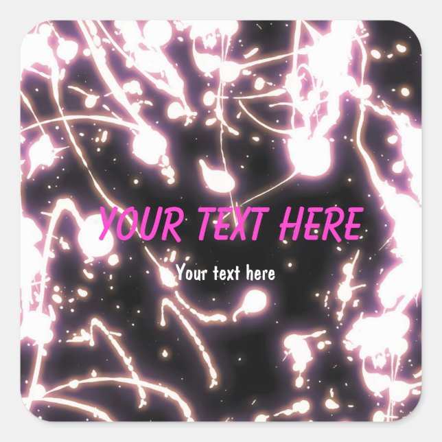 Pink neon glow stick party sticker label (Front)