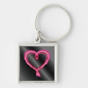 Pink Neon Heart  Key Ring