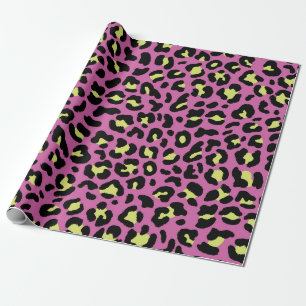 Pink Neon Leopard Print Wrapping Paper