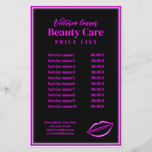 Pink Neon Light Lips Price List Black Flyer