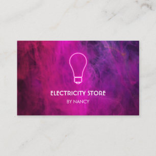 Pink Neon Lightbulb, Electrician Business Card