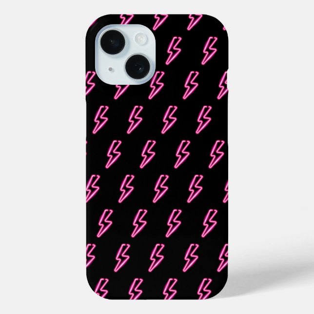 Pink Neon Lightning Bolt Pattern Case-Mate iPhone Case (Back)