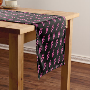 Pink Neon Lightning Bolt Pattern Medium Table Runner
