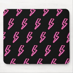 Pink Neon Lightning Bolt Pattern Mouse Mat