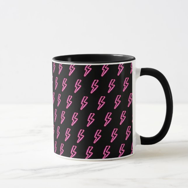 Pink Neon Lightning Bolt Pattern Mug (Right)
