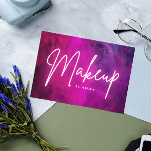 Pink Neon Makeup Artist Business Card