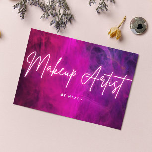 Pink Neon Makeup Artist  Business Card