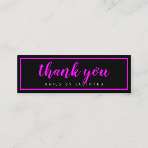Pink Neon Modern Trendy Hair Nails Salon Loyalty Mini Business Card